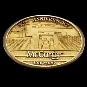 1989 Jostens McCurdy Seed Co 50th Anniversary Belt‎ Buckle 1939-1989 Vintage